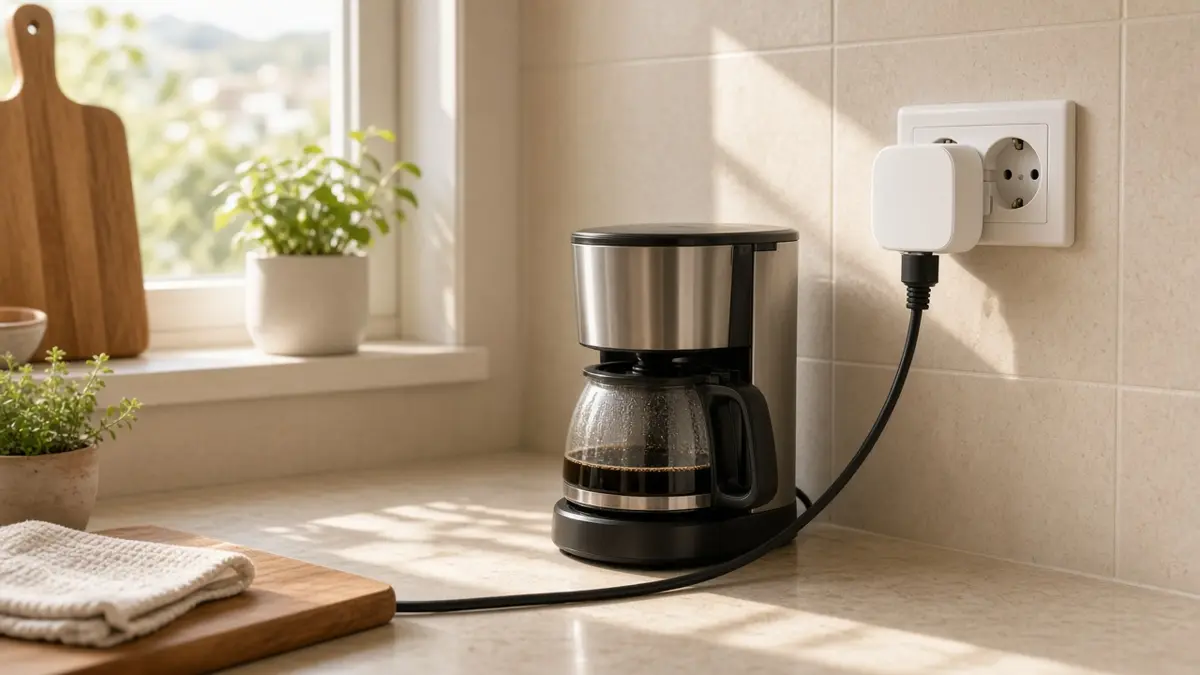 Enchufe inteligente controlando la cafetera