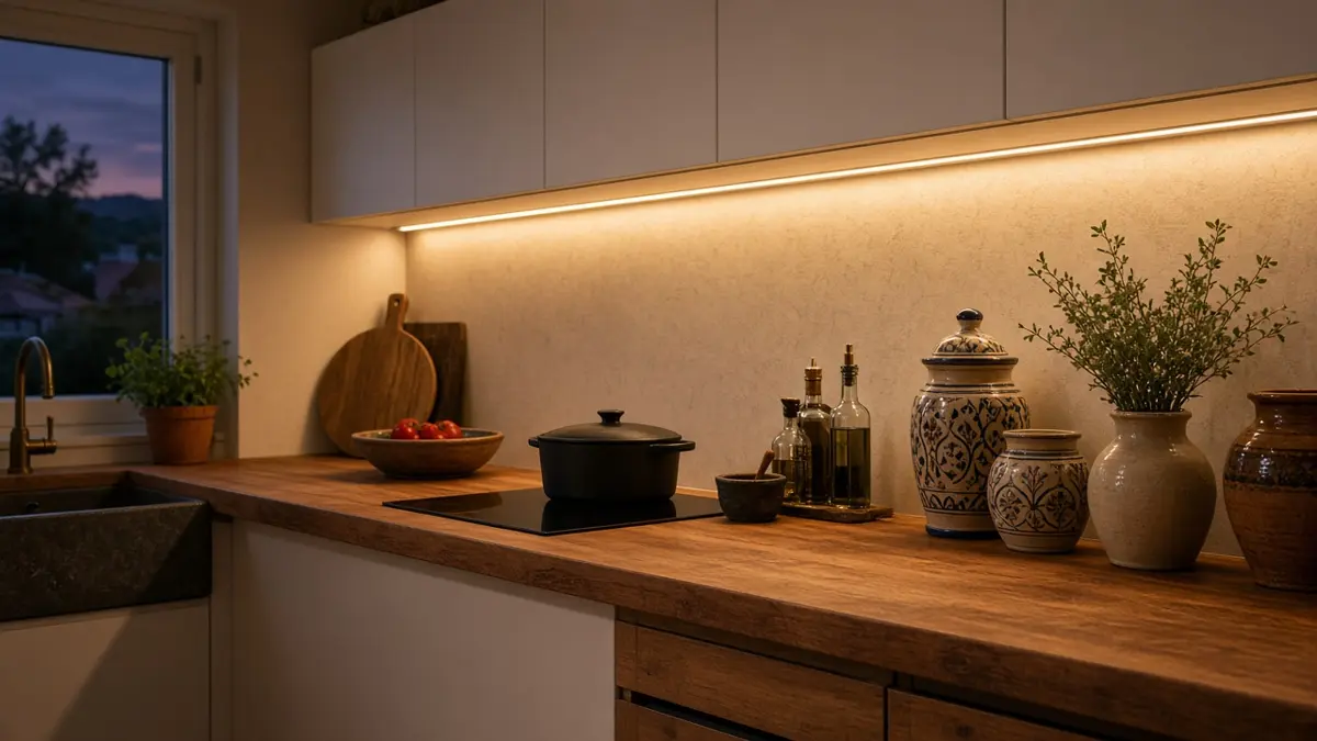 Luces LED con sensor bajo los muebles de cocina