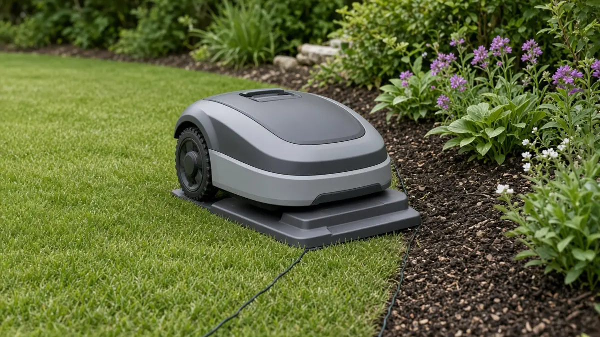 Base de carga de un robot cortacésped